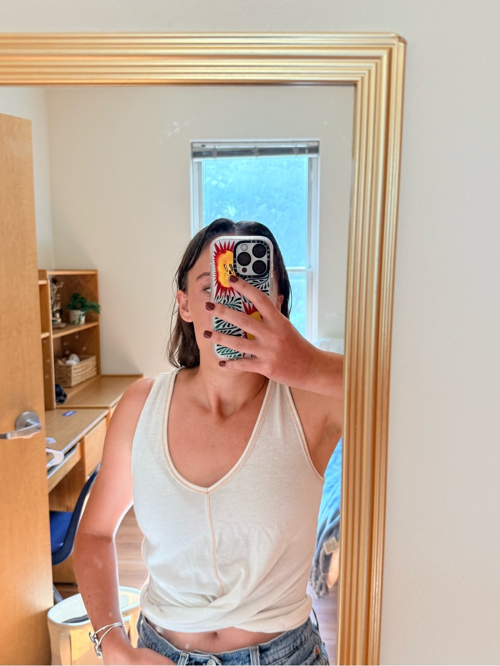 Lush Cream Ribbed V-Neck Tank Top